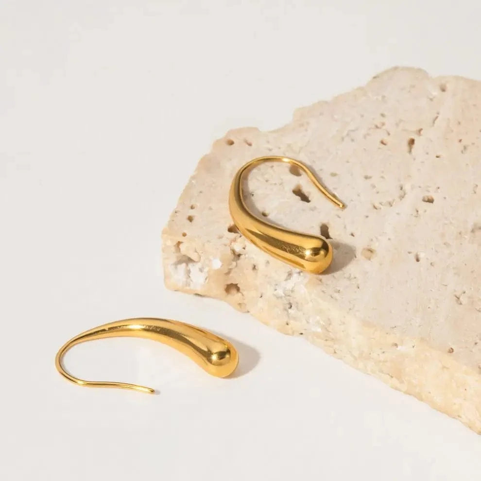 E2181 Waterproof 18K Gold Silver Plated Stainless Steel Hook Shape Piercing CC Hoop Earring For Women
