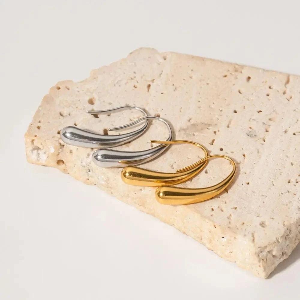 E2181 Waterproof 18K Gold Silver Plated Stainless Steel Hook Shape Piercing CC Hoop Earring For Women