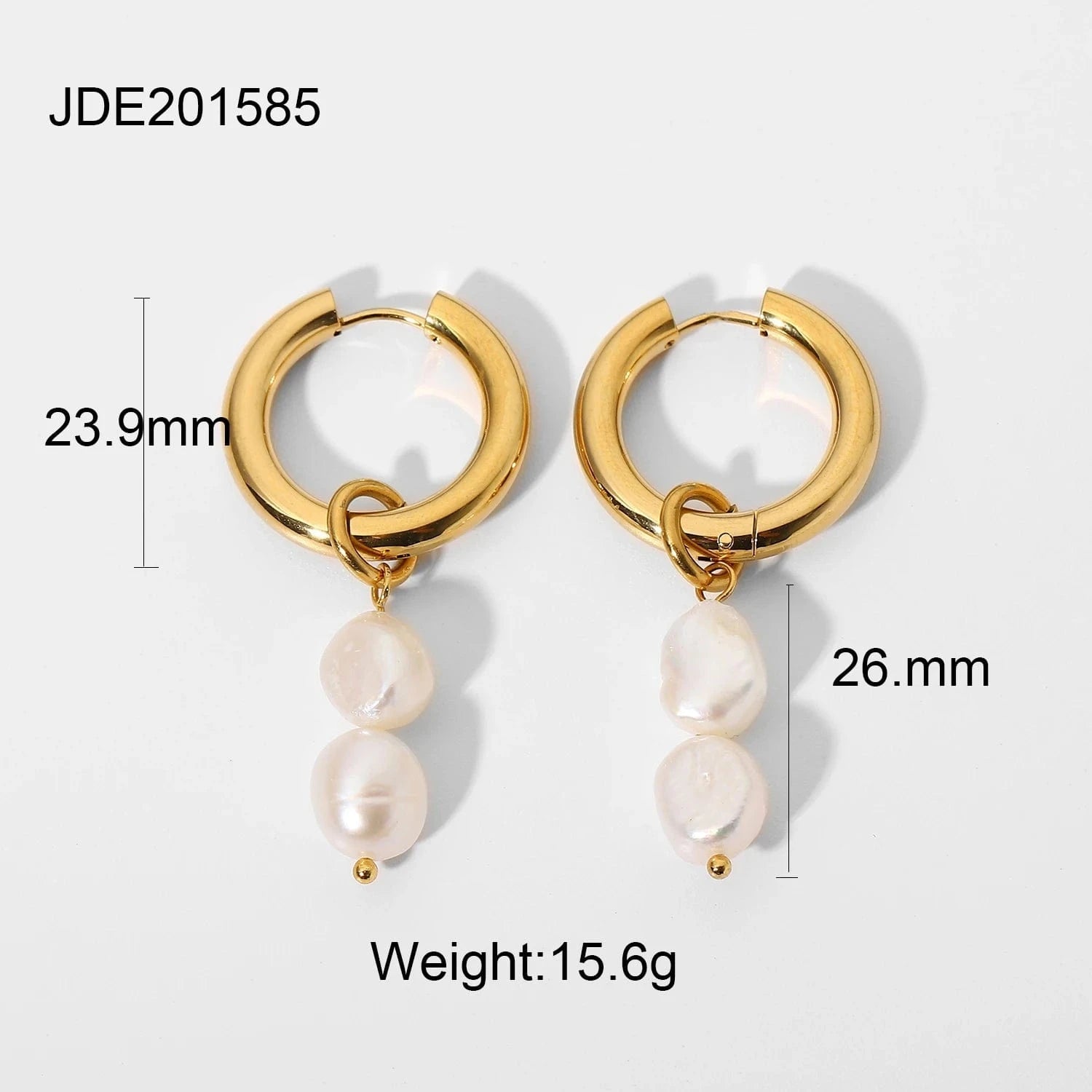 E2244 18k Gold Plated Stainless Steel Hoop Huggie Freshwater Pearl Natural Opal stone agate Drop earrings