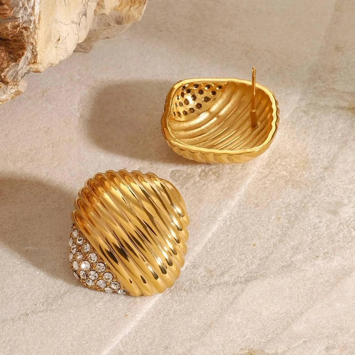 E2401 Designer Drop Earring 18k PVD Gold Plated Stainless Steel Czech Diamond Minimalist Geometric Square Earrings