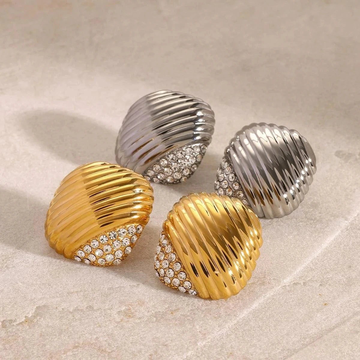 E2401 Designer Drop Earring 18k PVD Gold Plated Stainless Steel Czech Diamond Minimalist Geometric Square Earrings