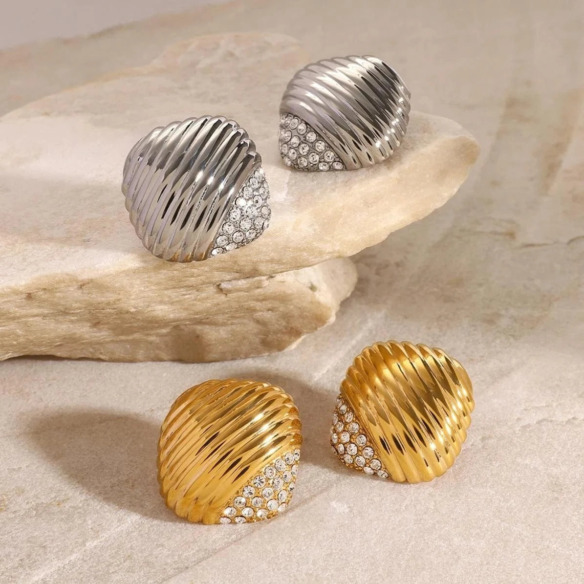 E2401 Designer Drop Earring 18k PVD Gold Plated Stainless Steel Czech Diamond Minimalist Geometric Square Earrings