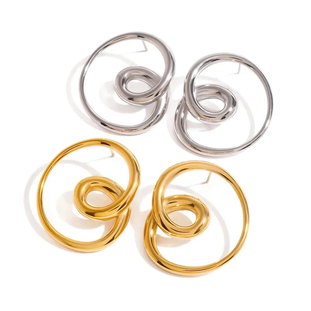E2409 Unique Jewelry Style 18k Gold Stainless Steel Versatile Heart Spin Earrings
