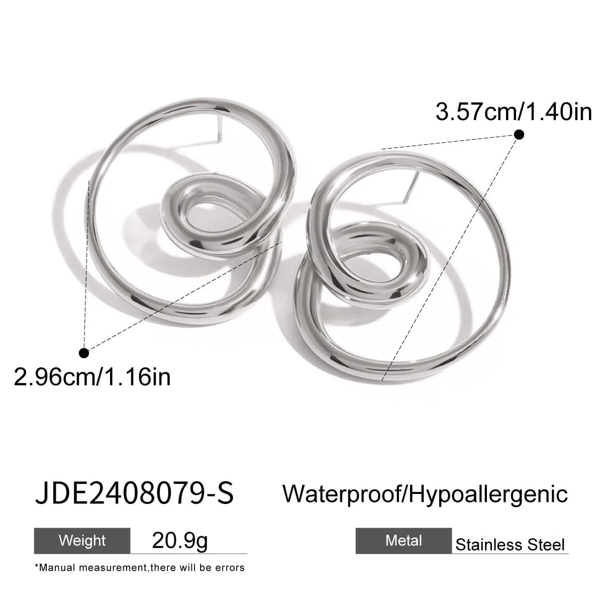 E2409 Unique Jewelry Style 18k Gold Stainless Steel Versatile Heart Spin Earrings