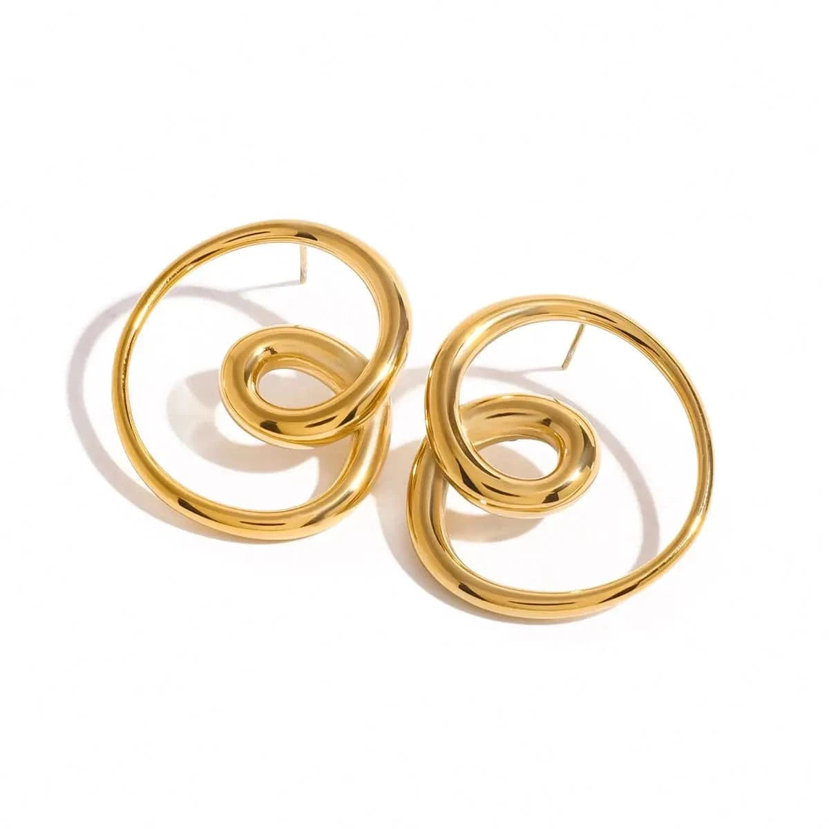 E2409 Unique Jewelry Style 18k Gold Stainless Steel Versatile Heart Spin Earrings