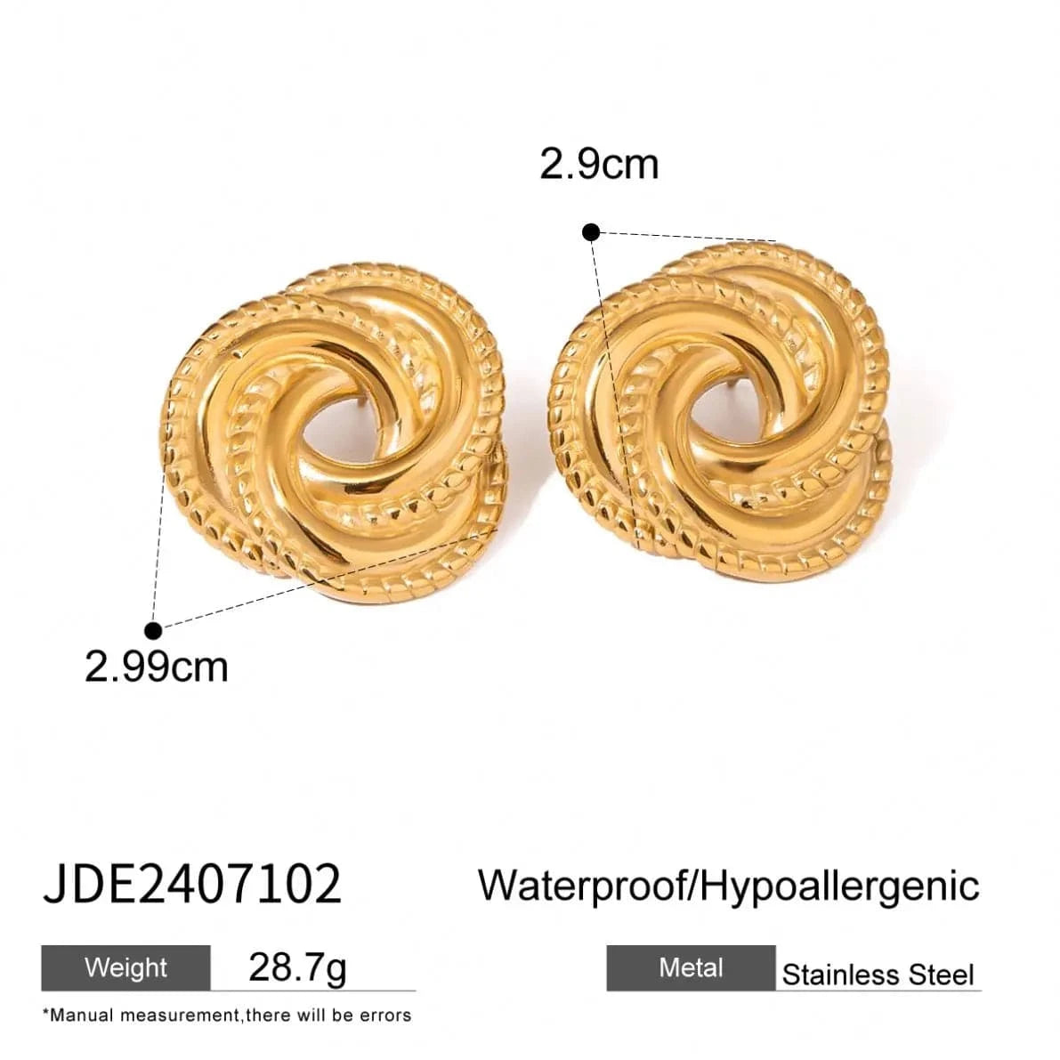 E2424 18k Gold Silver Color Stainless Steel Irregular Swirl Triangular Textured Earrings Trendy Fashion Statement