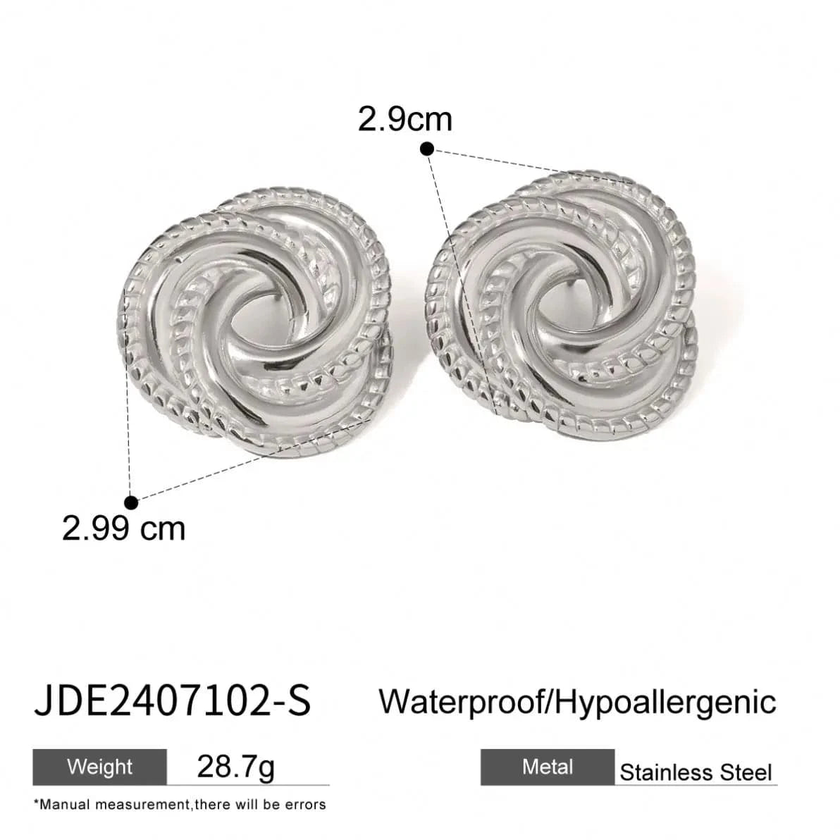E2424 18k Gold Silver Color Stainless Steel Irregular Swirl Triangular Textured Earrings Trendy Fashion Statement