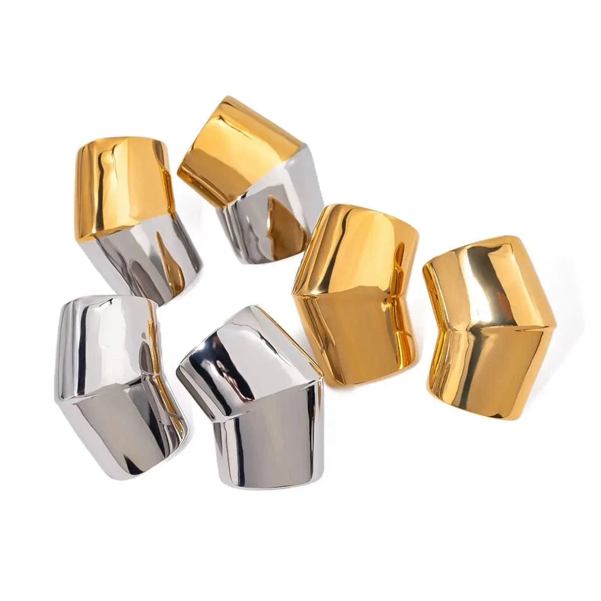 E2427 Jewelry Ins Popular 18k Gold Stainless Steel Plated Irregular Convex Trapezoidal Polished Earrings