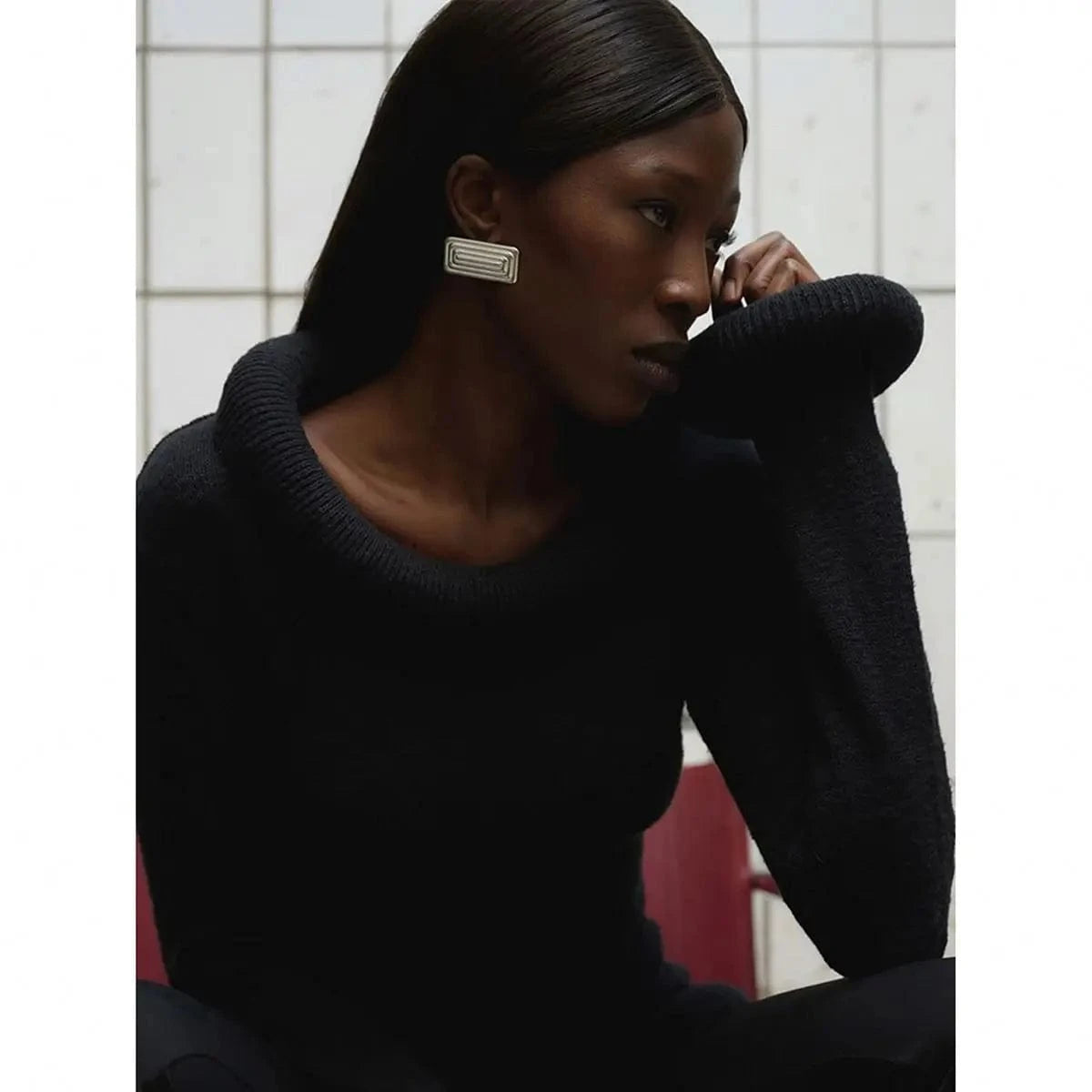 E2688 Waterproof 18K Plated Stud Earring Stainless Steel Clip Pattern Textured Loop shape Chunky Smooth Earring Women Gift