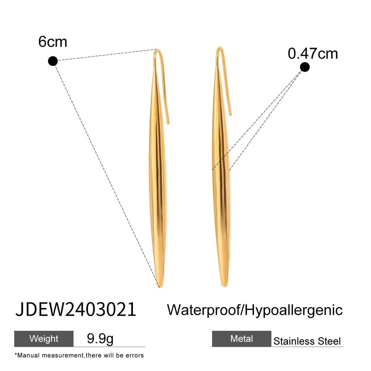E2699 E2699 18K Gold Plated Stainless Steel Gold-colored Wolf Tooth Earrings