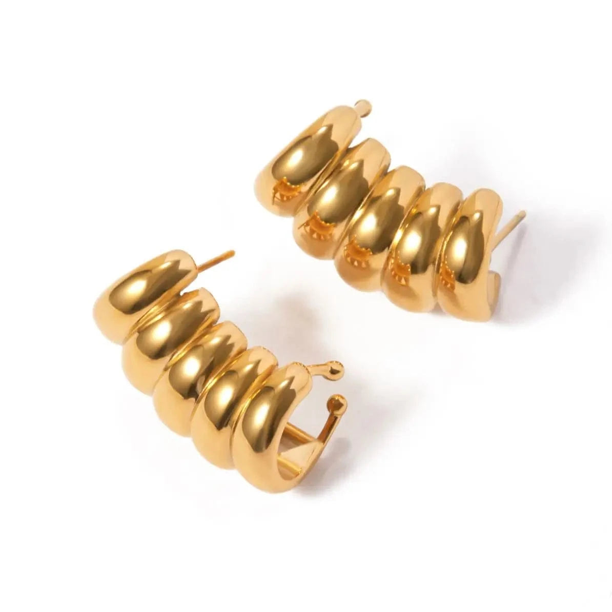 E2911 Unique Design Stainless Steel Gold Plated Stud Earrings 18K Striped Hollow Women Earrings