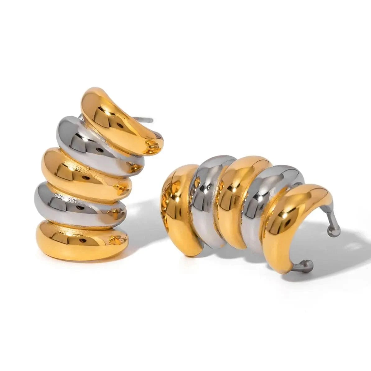 E2911 Unique Design Stainless Steel Gold Plated Stud Earrings 18K Striped Hollow Women Earrings