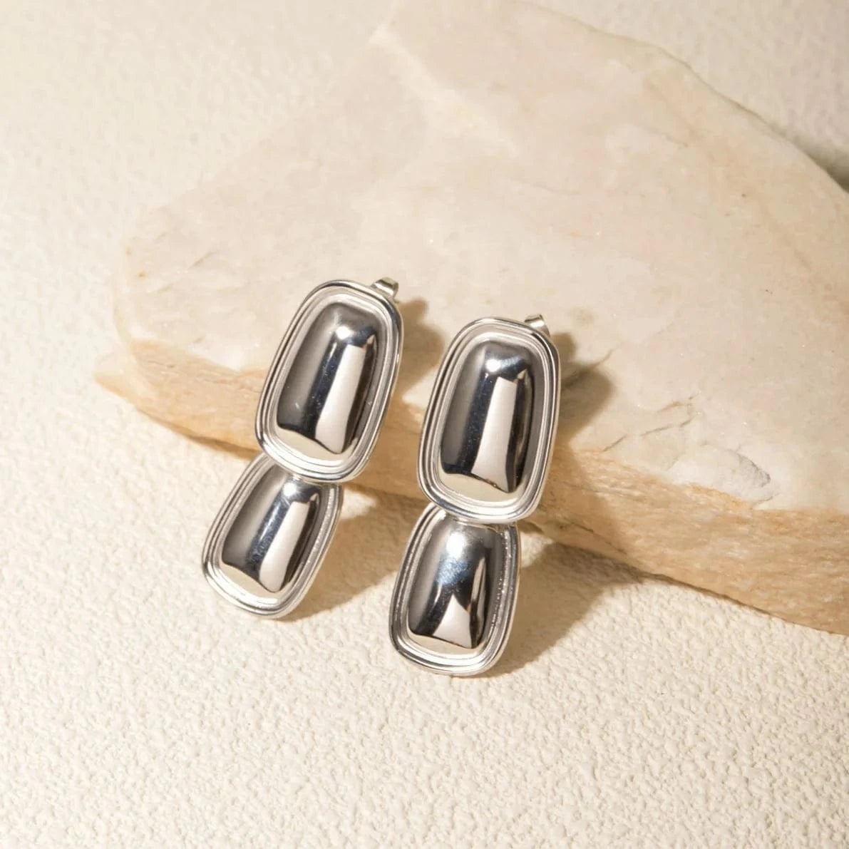 E2981 Jewelry High Polish Rectangular Hoop Earring Gift Stainless Steel Rectangle Hoop Earring for Women