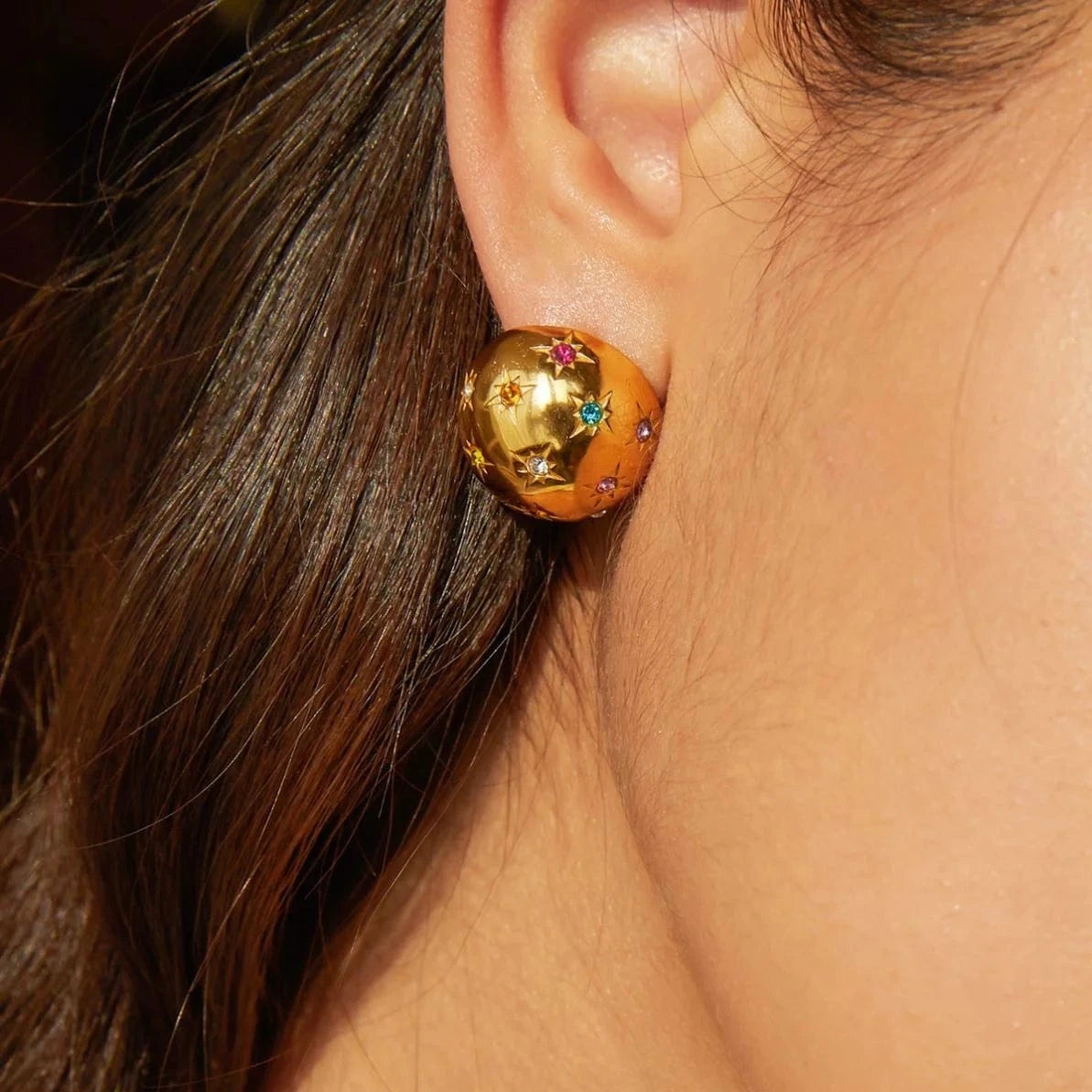 E2984 Gold Silver Plated Ball Earrings Elegant Stainless Steel Stud Earring for Women Fashion Jewelry