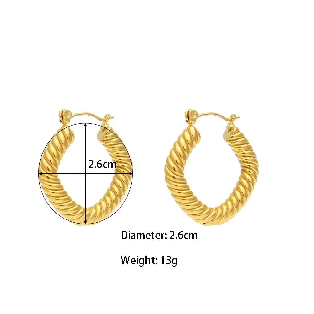 E6818 Drop Ship Chunky Croissant 18k Gold Plated Twist Hoop Earring Tube Cc Hoop Earrings Jewelry For Women