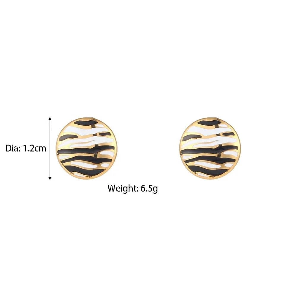 E6845 Dainty Zebra Round Kids Studs Earrings Hypoallergenic Cute Earings For Girls Piercing Jewelry