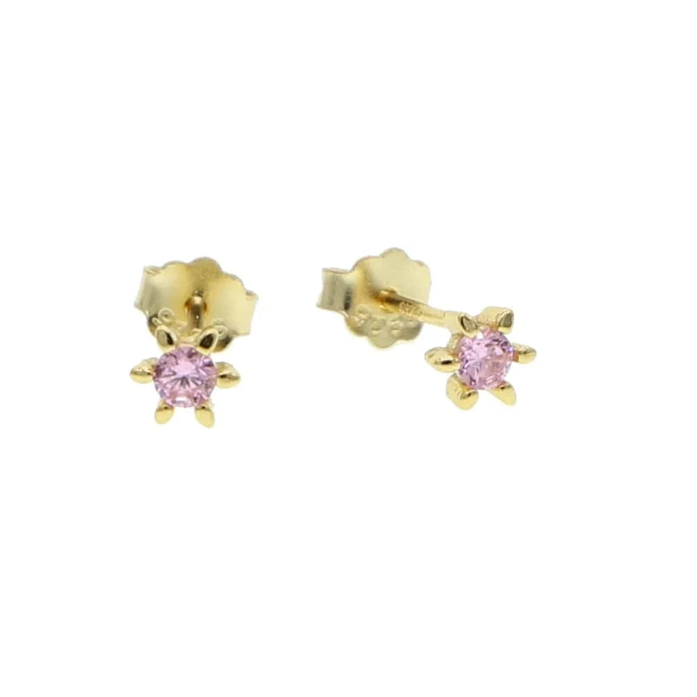 E812-pink 2024 summer 925 sterling silver delicate stud minimal flower cz silver earring