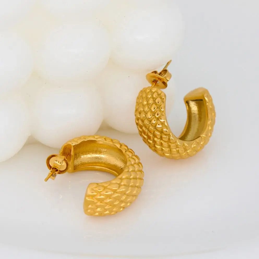 earring / Gold FANJIN Hawaiian Style Pineapple Ananas Jackfruit Summer Fruit Shape Stainless Steel Stud Earrings Waterproof