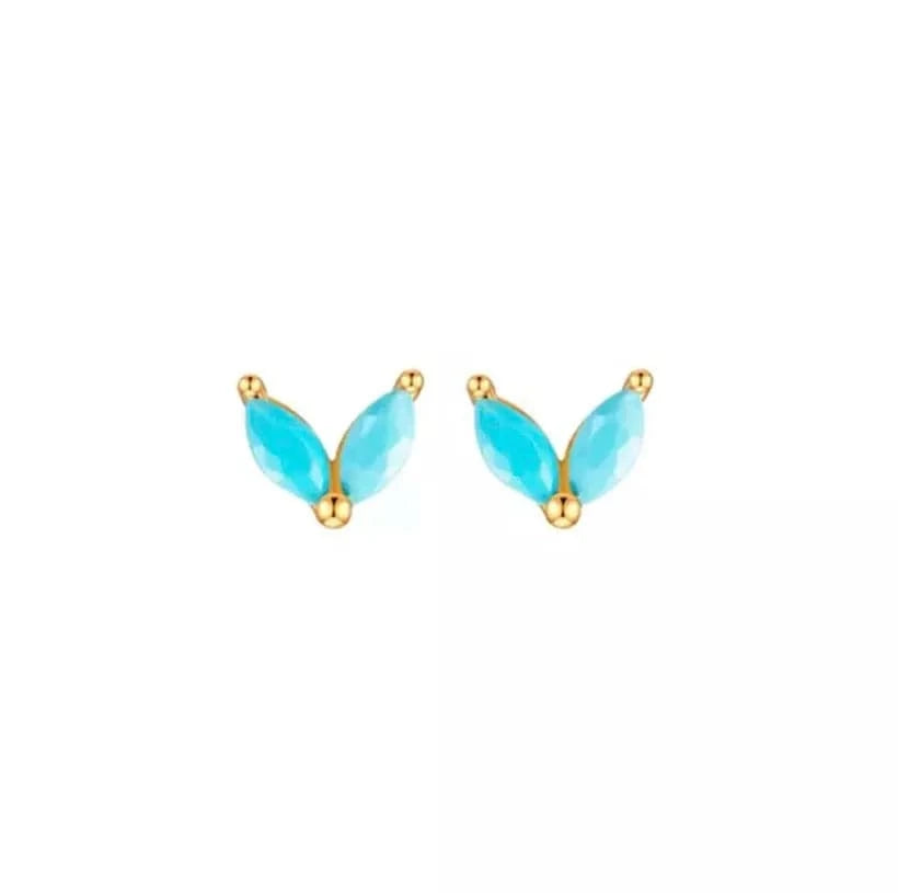 earrings Blue Stone-Gold Sterling Silver Bunny Ears Cartilage Stud Earring Cute Rabbit Design for Women