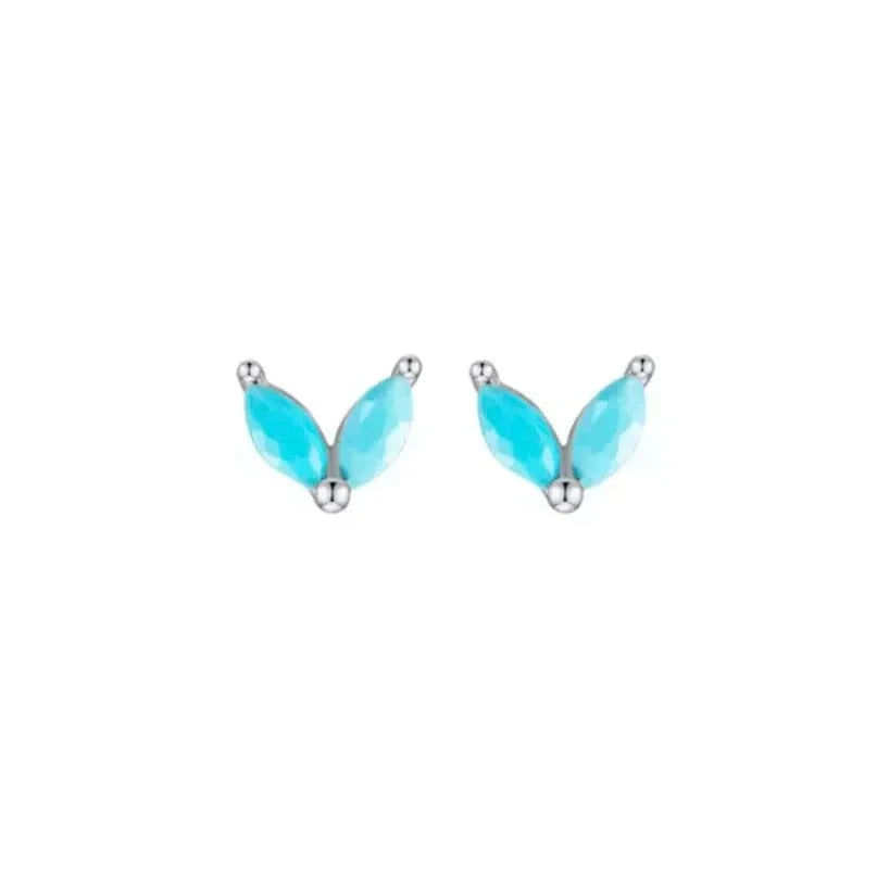 earrings Blue Stone-White Sterling Silver Bunny Ears Cartilage Stud Earring Cute Rabbit Design for Women