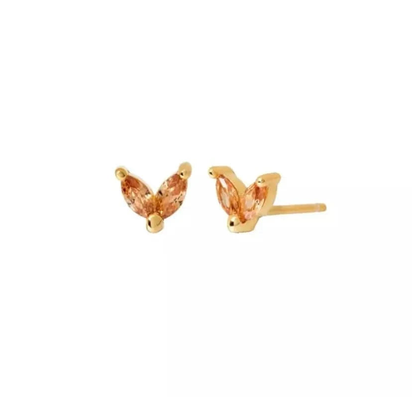 earrings Champage Stone-Gold Sterling Silver Bunny Ears Cartilage Stud Earring Cute Rabbit Design for Women