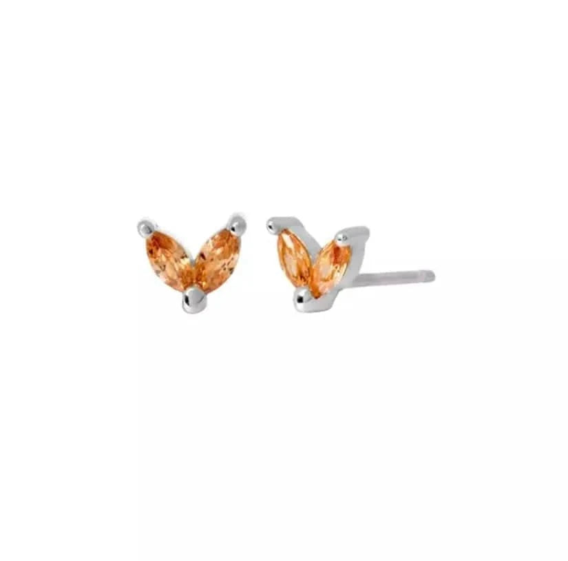 earrings Champage Stone-White Sterling Silver Bunny Ears Cartilage Stud Earring Cute Rabbit Design for Women