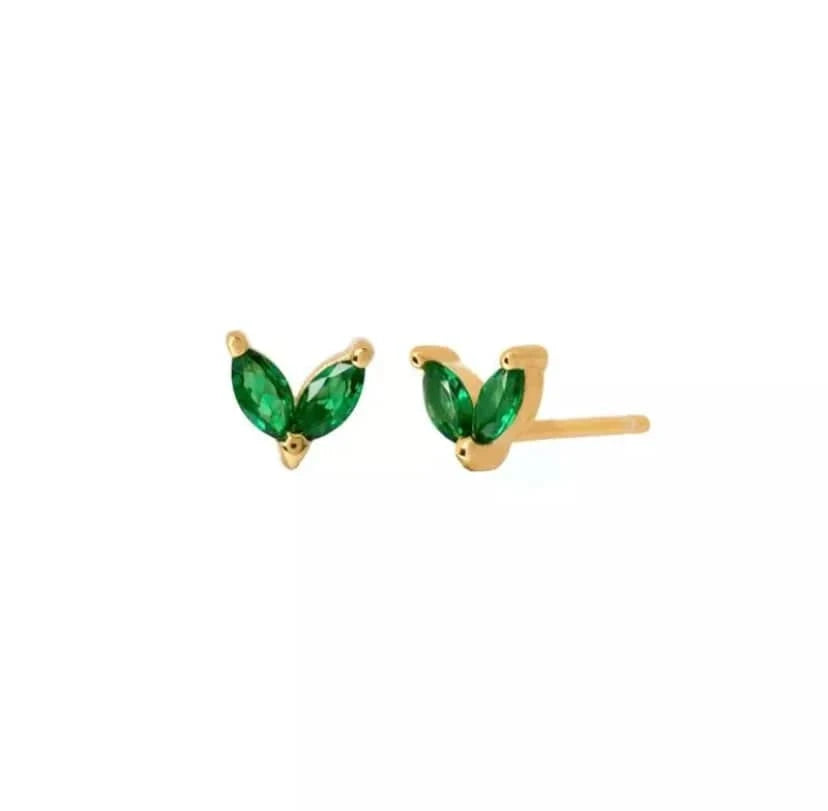 earrings Green Stone-Gold Sterling Silver Bunny Ears Cartilage Stud Earring Cute Rabbit Design for Women