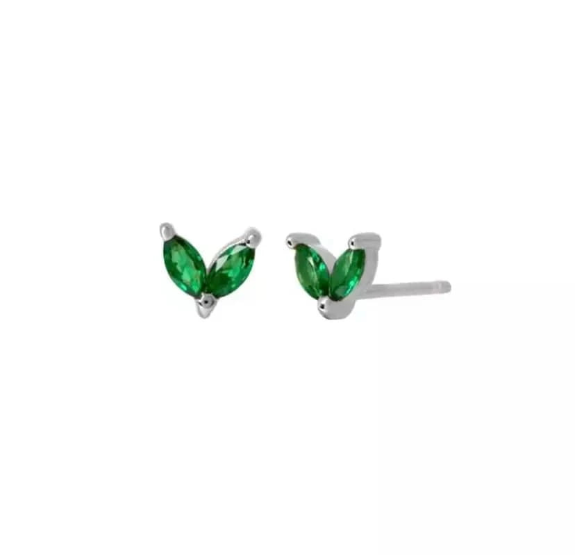 earrings Green Stone-White Sterling Silver Bunny Ears Cartilage Stud Earring Cute Rabbit Design for Women