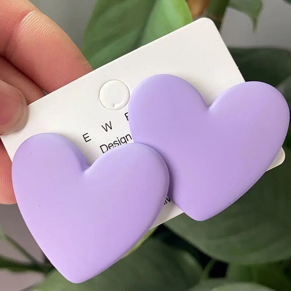Earrings Heart Shaped Acrylic Geometric Drop Multicolor Statement Bohemian Vintage Chic Style - SN Wigs & More