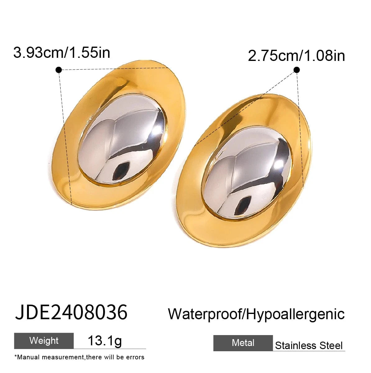 earrings TRENDY / E2403 Two Tone Round Metal Color Matching Earrings