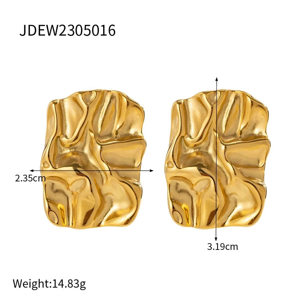 earrings TRENDY / E2498 Rectangle Crinkle Hammered Texture Stud Earrings