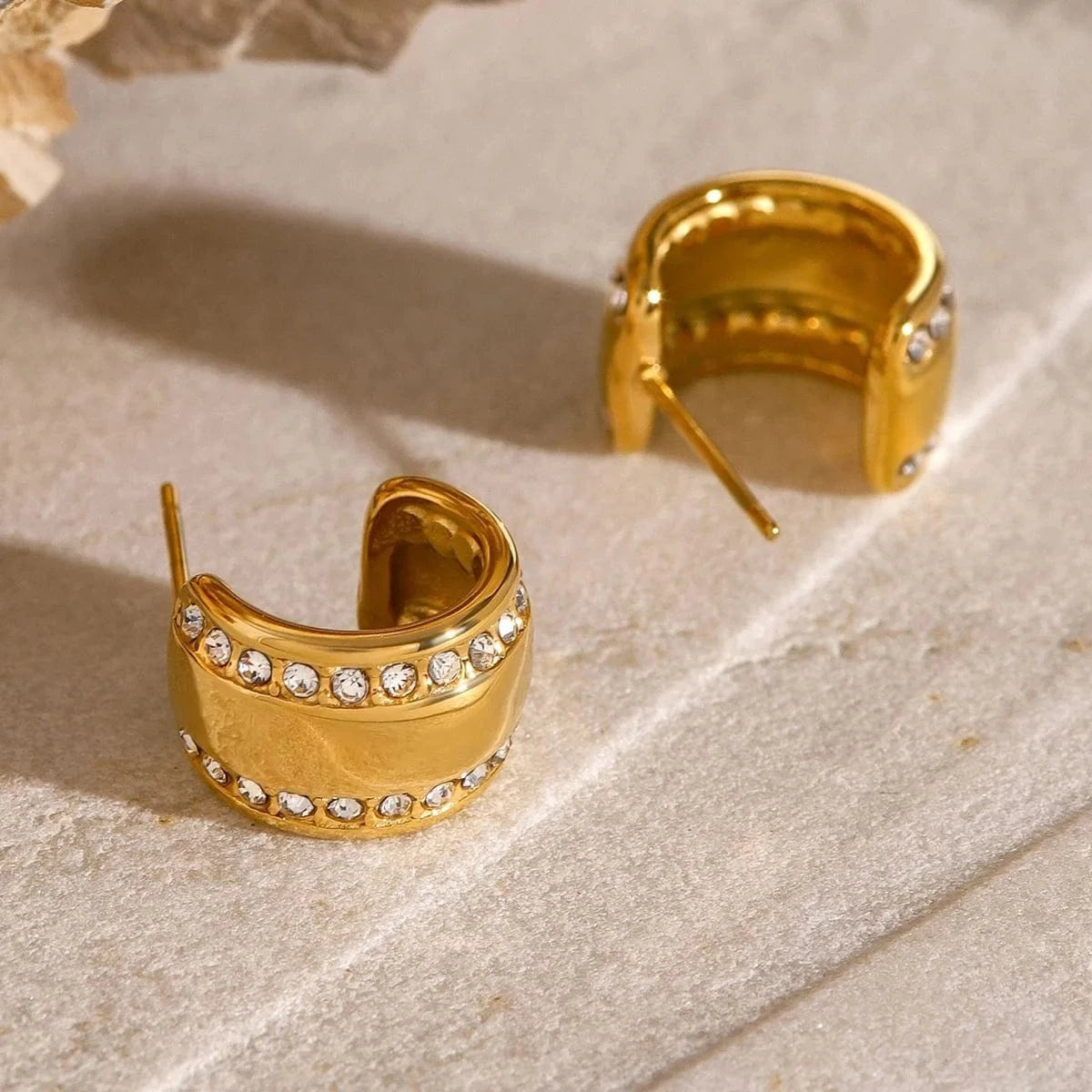 earrings Trendy / E2518 Steek Earrings Wide CC White Zircon Earrings
