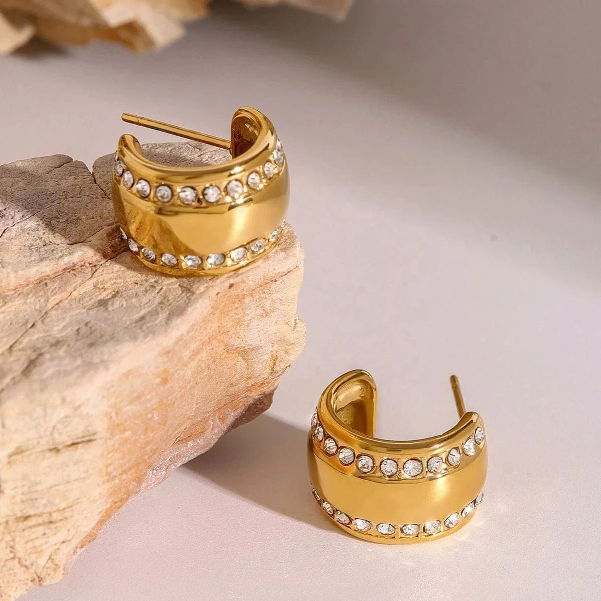 earrings Trendy / E2518 Steek Earrings Wide CC White Zircon Earrings