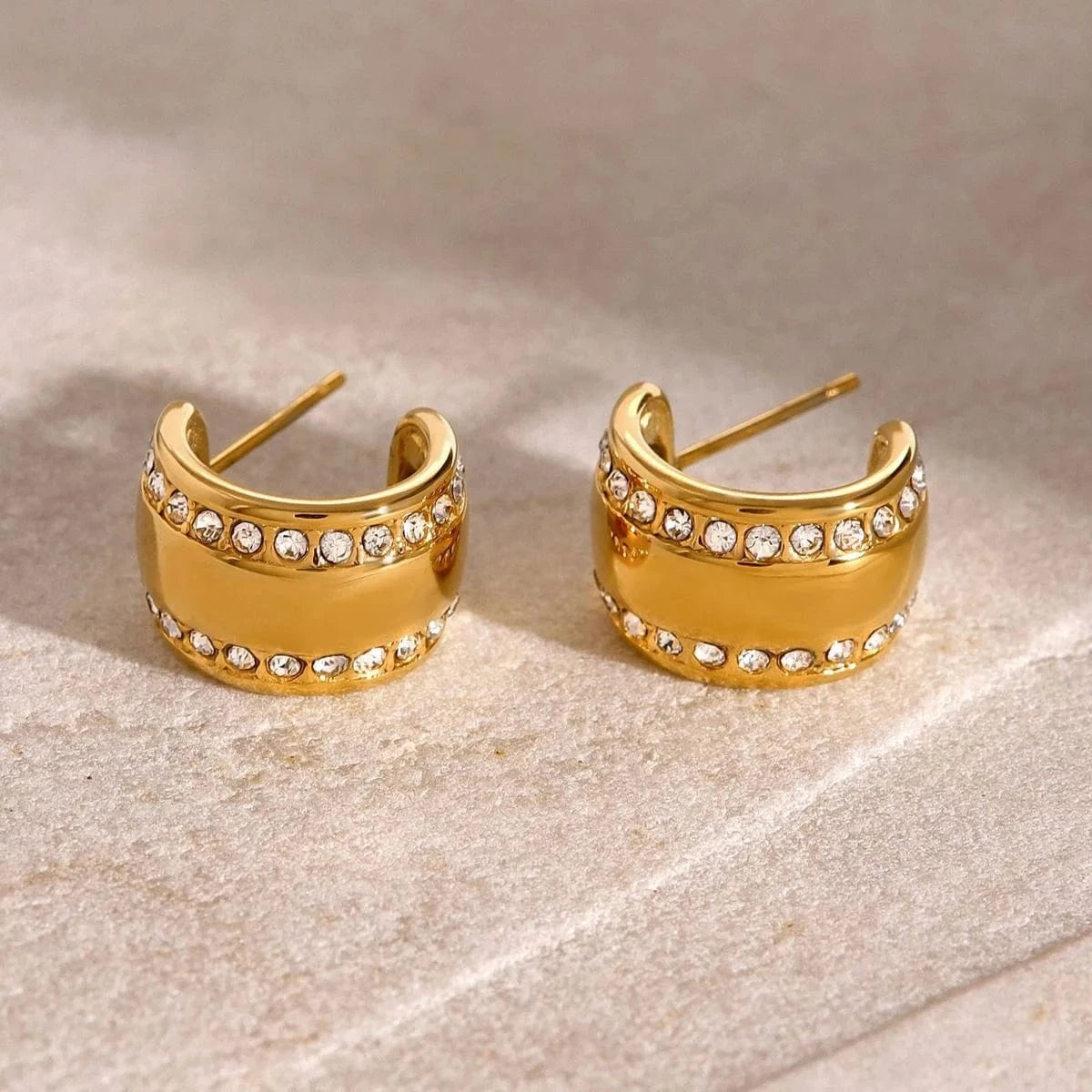 earrings Trendy / E2518 Steek Earrings Wide CC White Zircon Earrings