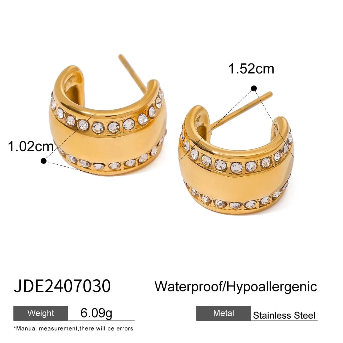 earrings Trendy / E2518 Steek Earrings Wide CC White Zircon Earrings