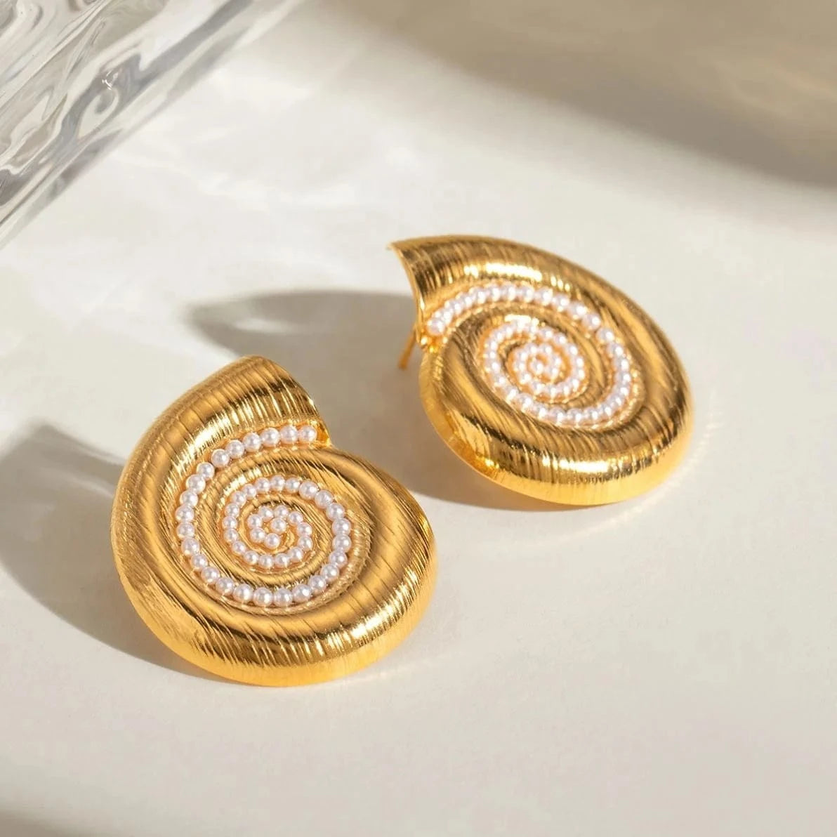 earrings Trendy / E2523 Conch Shape Pearl Stud Earrings
