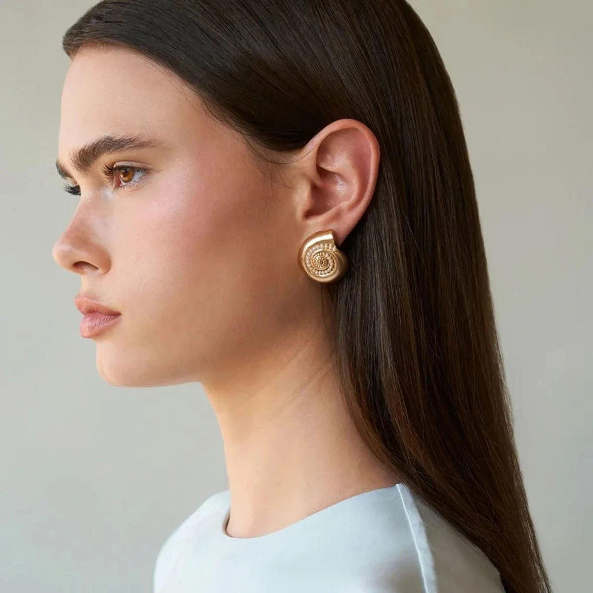 earrings Trendy / E2523 Conch Shape Pearl Stud Earrings