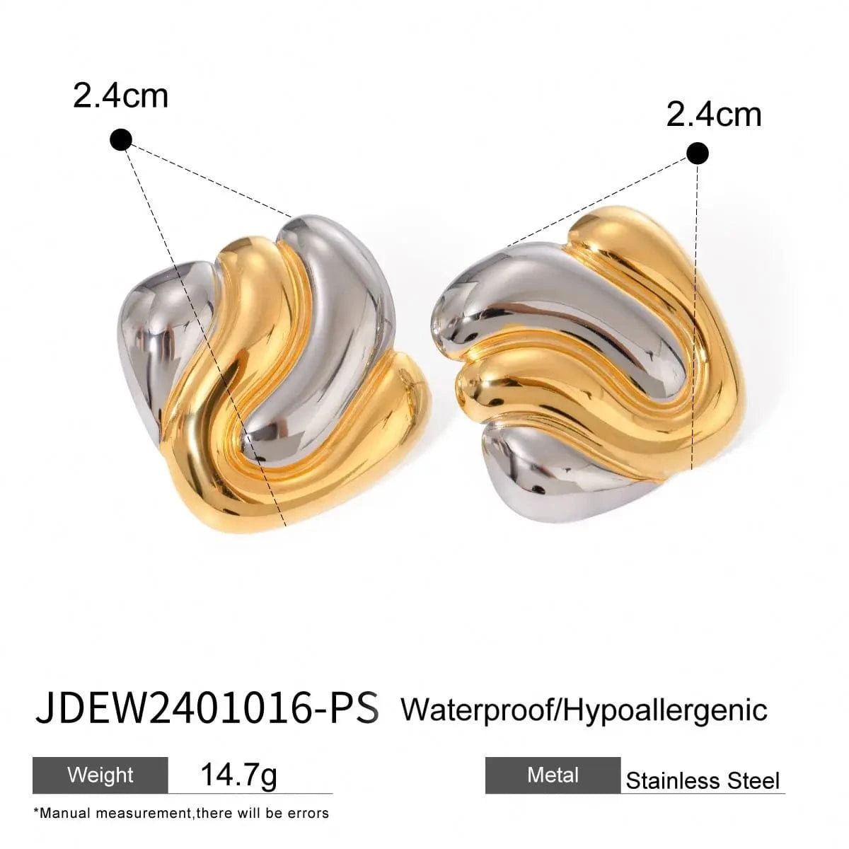 earrings Trendy / E2578 Two-tones Irregularity Earring