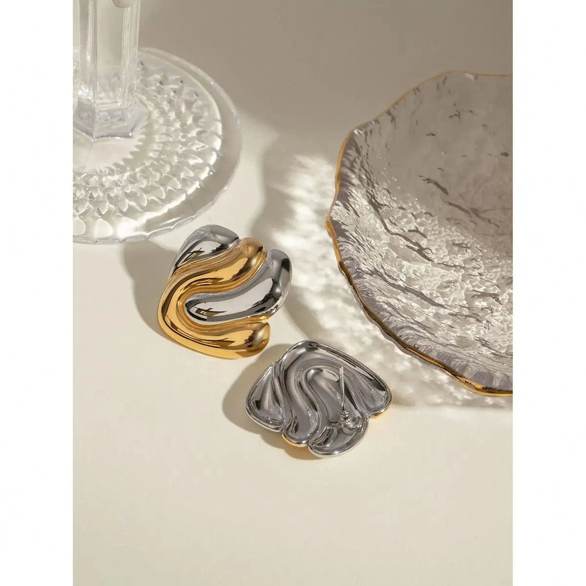 earrings Trendy / E2578 Two-tones Irregularity Earring