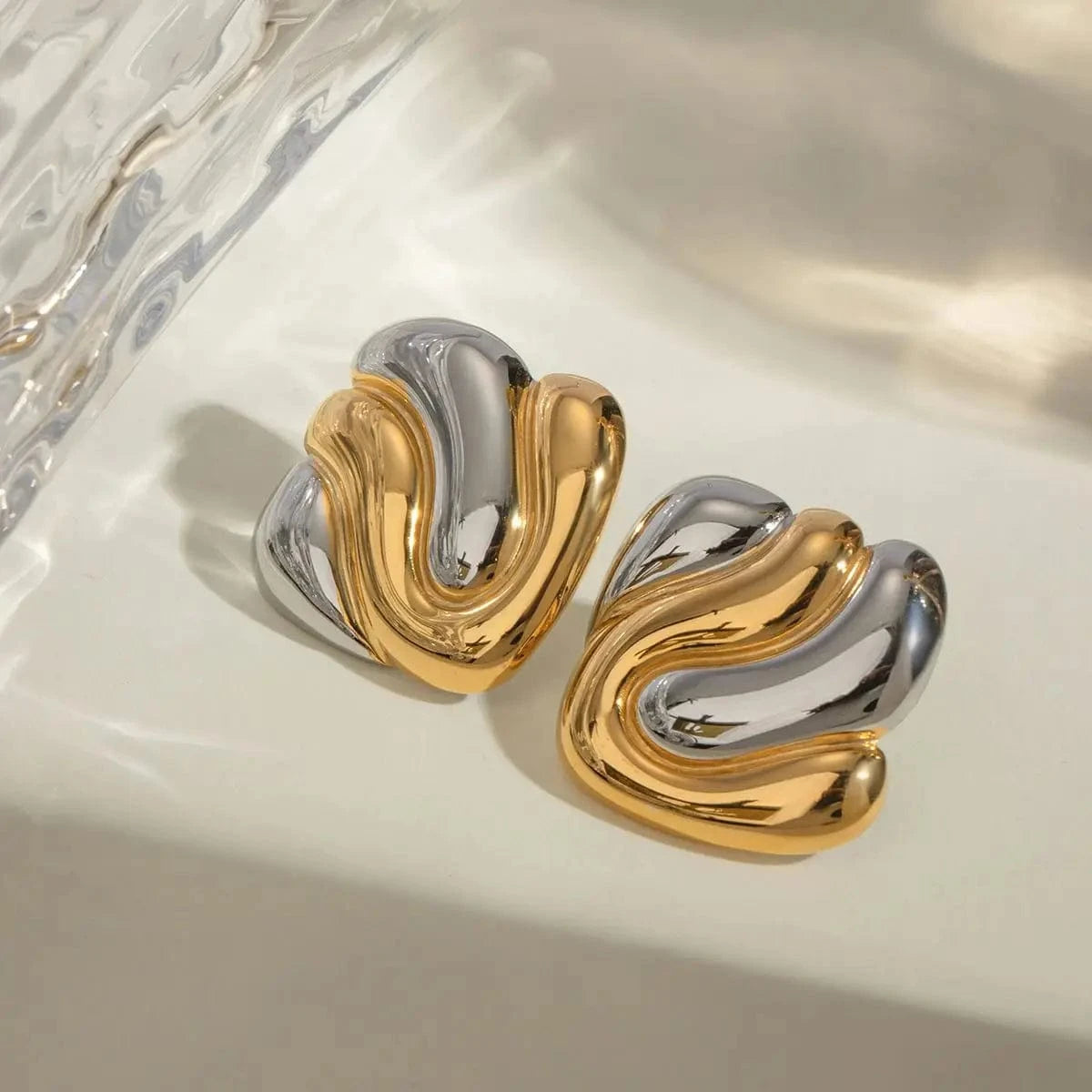 earrings Trendy / E2578 Two-tones Irregularity Earring