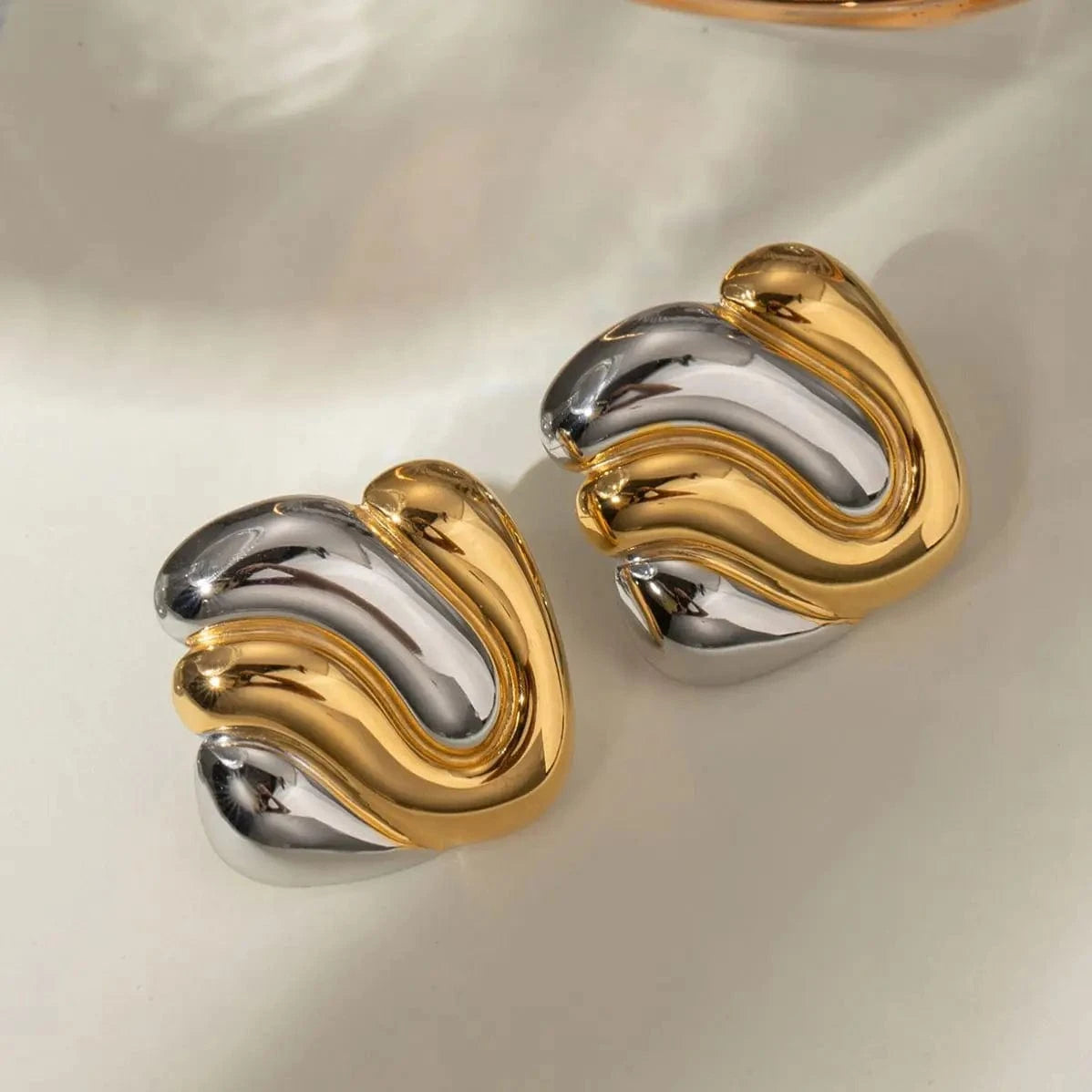 earrings Trendy / E2578 Two-tones Irregularity Earring