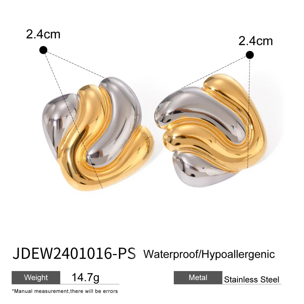 earrings Trendy / E2578 Two-tones Irregularity Earring
