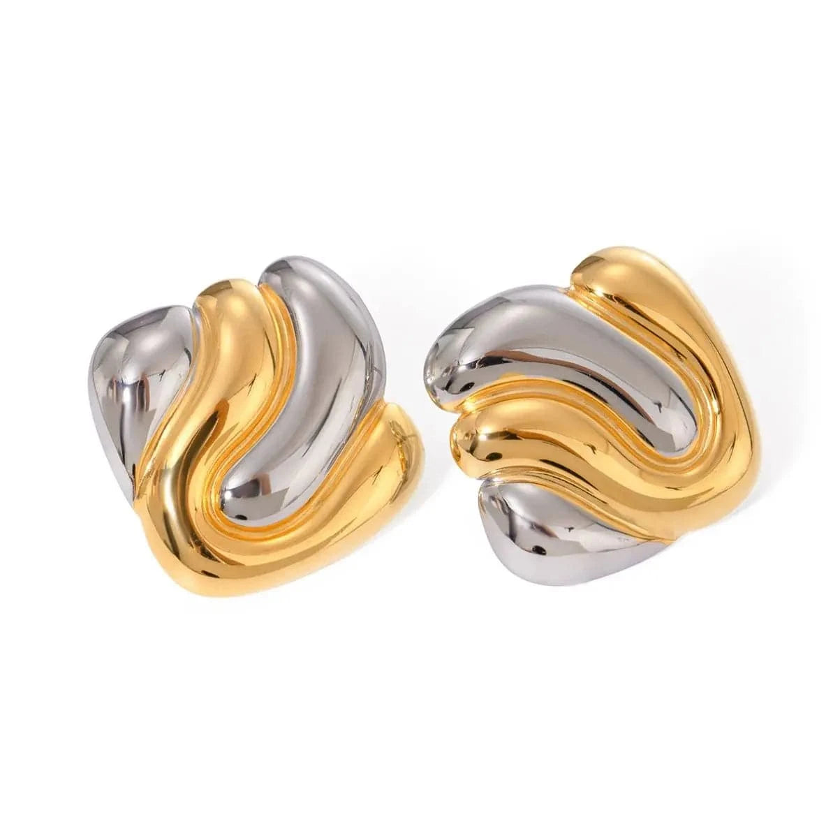 earrings Trendy / E2578 Two-tones Irregularity Earring