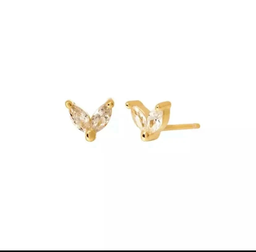 earrings White Stone-Gold Sterling Silver Bunny Ears Cartilage Stud Earring Cute Rabbit Design for Women