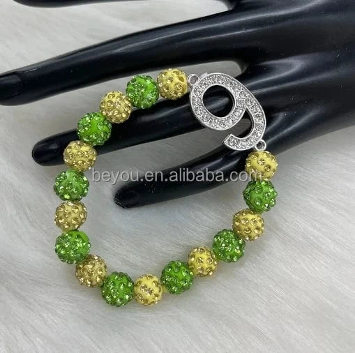 Elastic Green and Yellow Beads Bracelet Chi Eta Phi Greek Sorority Xho 1932 Bracelet Jewelry Women's Fashion Accessories