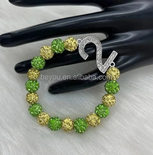 Elastic Green and Yellow Beads Bracelet Chi Eta Phi Greek Sorority Xho 1932 Bracelet Jewelry Women's Fashion Accessories