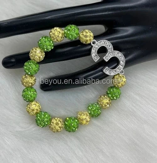 Elastic Green and Yellow Beads Bracelet Chi Eta Phi Greek Sorority Xho 1932 Bracelet Jewelry Women's Fashion Accessories