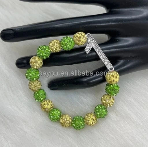 Elastic Green and Yellow Beads Bracelet Chi Eta Phi Greek Sorority Xho 1932 Bracelet Jewelry Women's Fashion Accessories