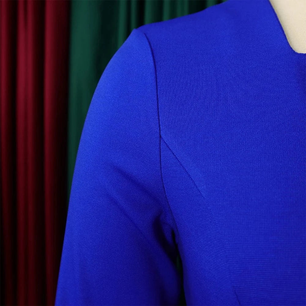 Elegant Bodycon Dresses for Women Square Neck Full Sleeve Ruffles Package Hips Mid Calf Formal Business Work Vestidos Mujer Robe