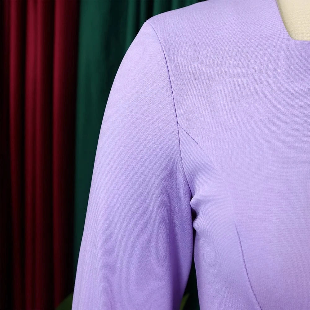 Elegant Bodycon Dresses for Women Square Neck Full Sleeve Ruffles Package Hips Mid Calf Formal Business Work Vestidos Mujer Robe